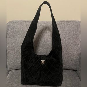 Vintage Black Suede Chanel Hobo 2000-2002. Great condition.